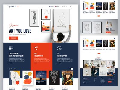 UI/UX design for CoderzArt frames home decor landing page design office frames web design