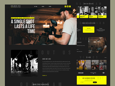 Golden eye website redesign black uiux landing page uiux music production uiux video production website wordpress landing page