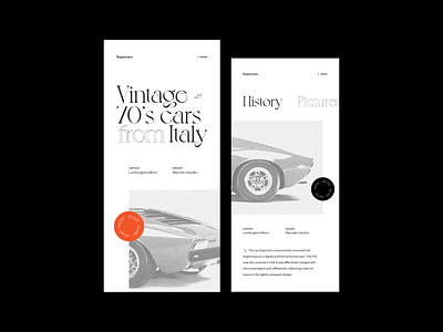 Vintage 70's cars — mobile version concept fashion grid layout minimal mobile photos ui vintage web design