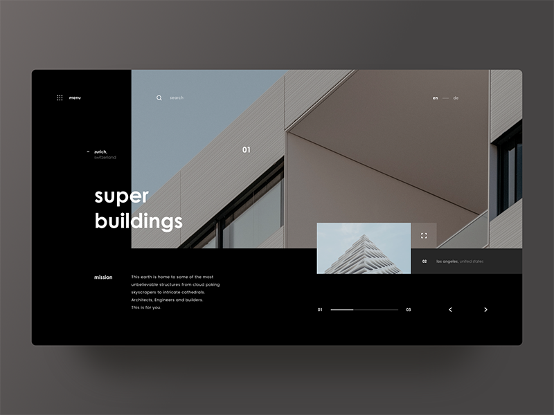 Super Buildings grid web design user interface ui photos minimal layout architecture