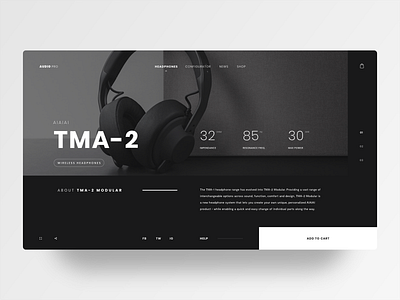 TMA-2 HEADPHONES audio concept dark grid grid layout headphones minimal ui web design