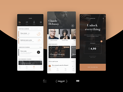 Classica — App design for #designflow 2019 app classical music designflow elegant layout learn listen minimal music premium ui