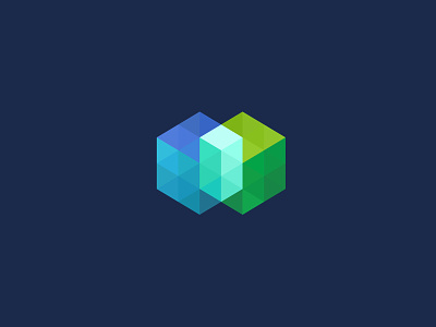 Logo Refresh blue green hexagon logo triangles web design