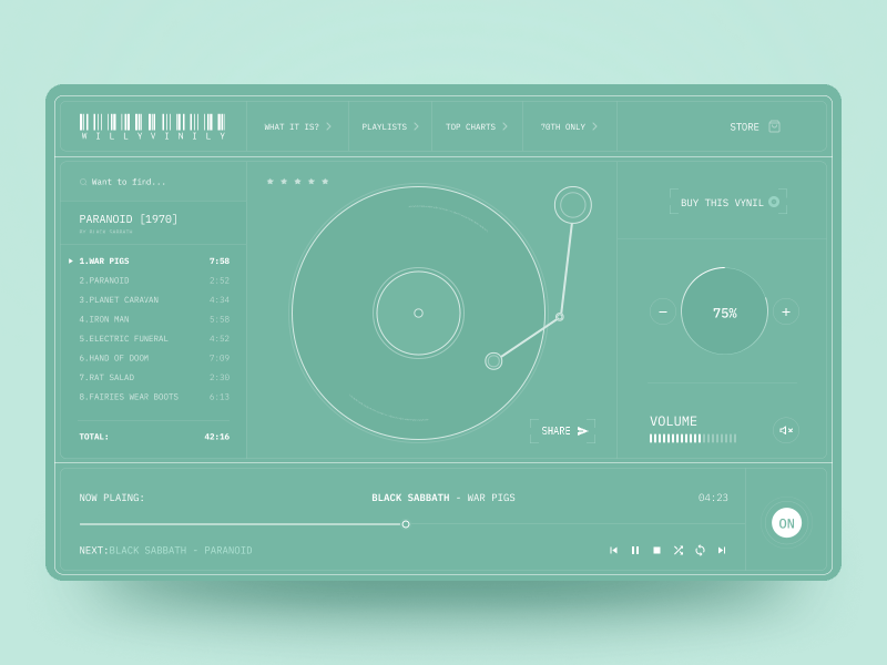 Web Vinyl Player concept figma monochrome player principle vinyl webdesign zero ui