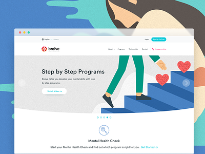 Braive - Building Healthy Minds clean landing learning lms mental health minimal ui ux web white