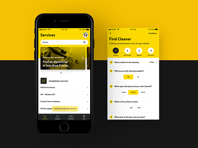 VFix android app black interface design ios light mobile new ui ux visual design yellow