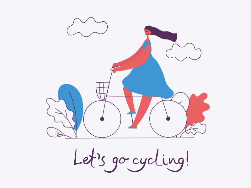 Let's go cycling! 2d after effects animation bicycle bike gif girl hair loop ride