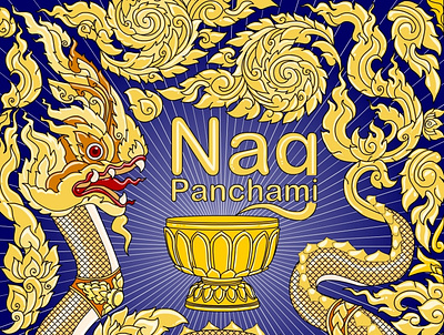 Naag Panchami festival poster graphic design hinduism illustration india indian culture khmer naaga nag