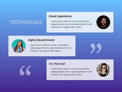 Daily UI 100 Day Challenge - DAY 039 "Testimonials" 039 dailyui dailyui039 design figma graphic design testimonials ui ux