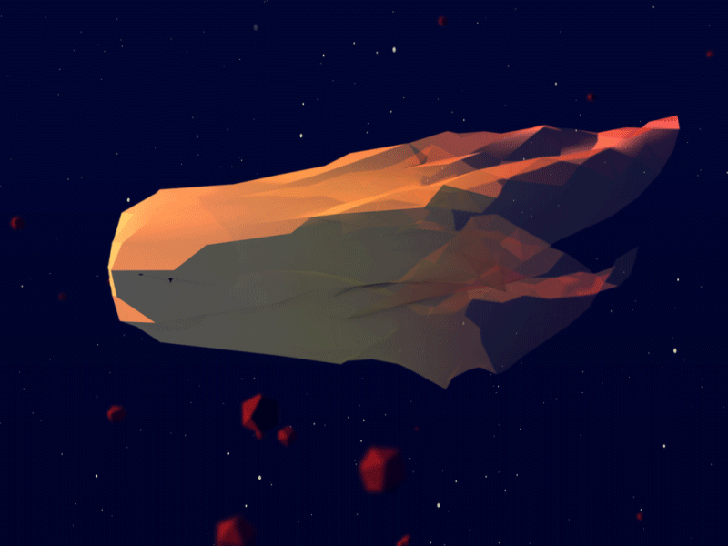 Meteor (Debut) animation asteroid c4d cinema4d gif low poly meteor space