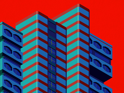 Red apartments buildings city illustrator isometric urban vector