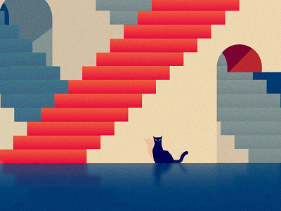 Noon adobe cat illustration illustrator noon stairwell vectors