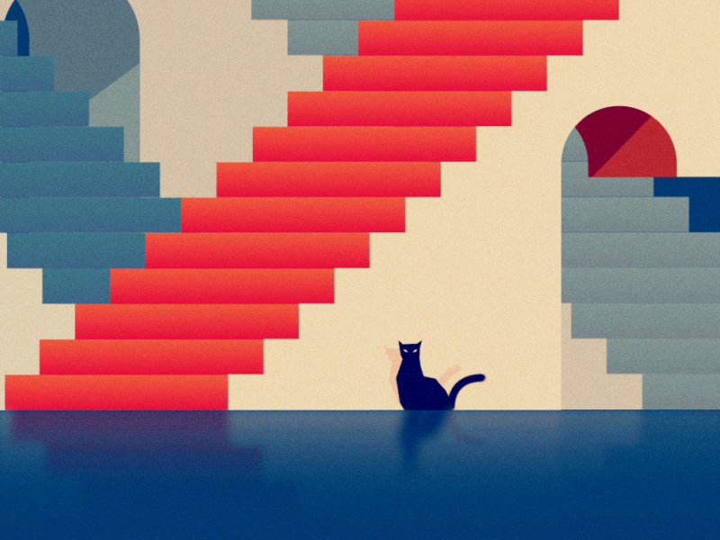 Noon (Animated) adobe animation cat gif illustration illustrator loop noon seamless stairwell vectors