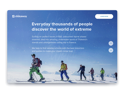 Slides on landing page for active travel service aidem landing motion page promo russia slides snowboard startup ui video web