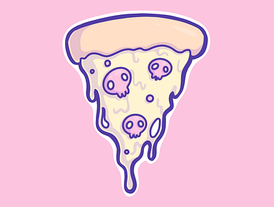 Spooky Pizza Party cute design digital glyph icon icon artwork illustration kawaii logo pastel pink pizza procreate skull