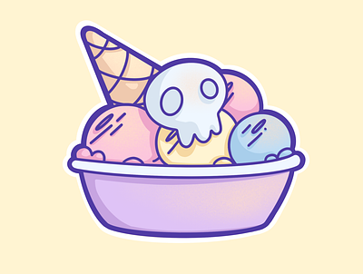 Ice Cream cute design dessert digital food glyph ice cream icon icon artwork illustration kawaii logo procreate sundae