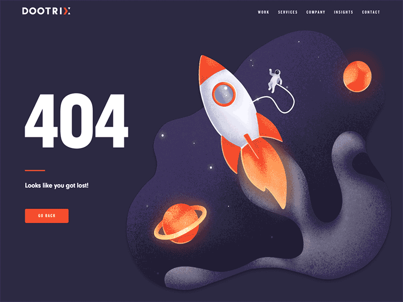 Dootrix 404 Page 404 animation design dootrix error illustration procreate space spaceman ui ux web design website