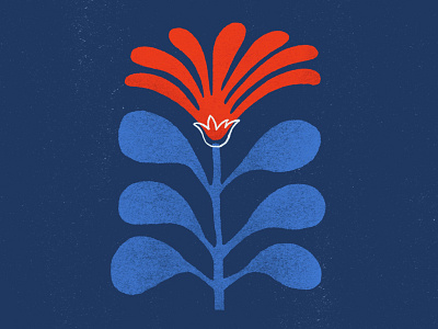 Blue & Red Abstract Flower abstract blue drawing flora floral floral design flower flowers illustration leaf leaves matisse procreate shape sketch texture textured