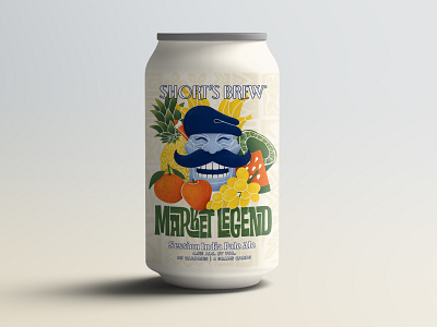 Market Legend IPA Mockup apple banana beer beer can coconut drawing grapes illustration legend marketing mockup mustache pattern pineapple procreate tiki tiki mask tropical