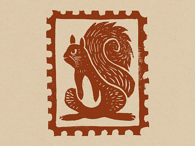 Squirrel Block Print Stamp animal block print carving design letter linocut mail print squirrel stamp stamp design woodland