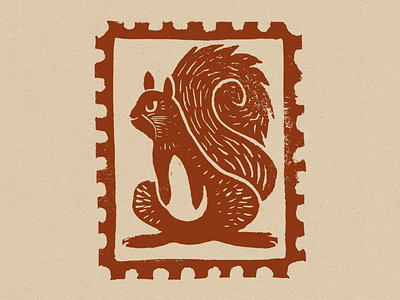 Squirrel Block Print Stamp