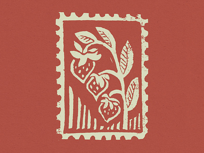 Strawberry Block Print Stamp