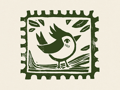 Bird Block Print Stamp bird block print branch carving design linocut plant print stamp stamp design texture tree