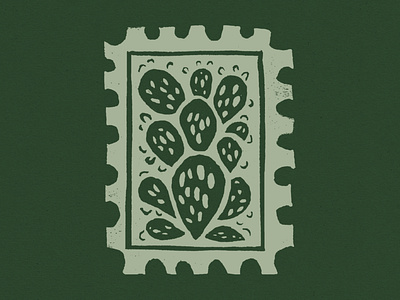 Cactus Block Print Stamp block print cactus carving green linocut plant prickly pear stamp stamp design texture
