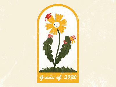 Grass Of 2020 2020 cap class college congrats dandelion degree face floral flower graduate graduation grass illustration plant procreate school weed year