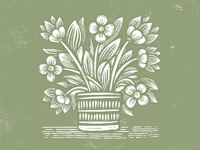 Floral Etching botanical carving etching floral flower flower pot old print print design texture vintage