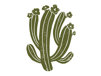 Saguaro Cactus Linocut Print arizona block cactus cereus cowboy desert floral flower hand illustration mexico prickly pear print saguaro south southern soutwest stamp west western