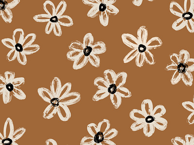 Sketchy Floral Pattern brown children daisy earth fabric flora floral flower girly hand drawn illustration natural neutral pattern procreate sketch stamp youth