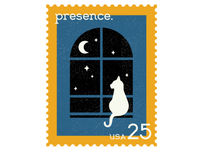 Hygge Serif Stamp Set - Presence cat graphic hygge moon night presence stamp stamps window