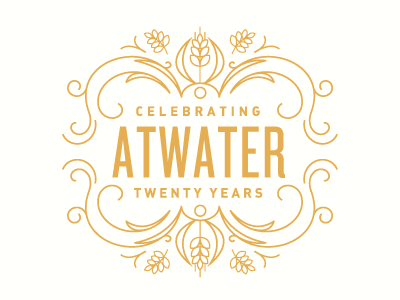 Atwater Brewery's 20 Year Anniversary Logo beer brewery detroit hops icon icon design logo logo design