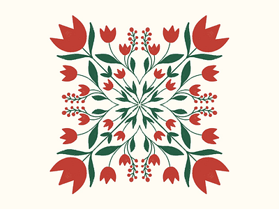 Floral Patch floral flowers holiday illustration procreate radial symmetry sketch square