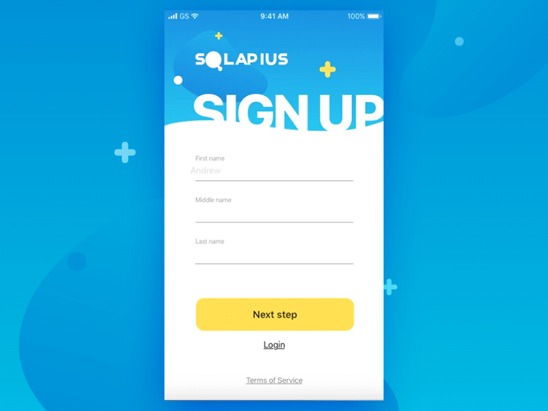 SQlapius Sign up mobile signup team ui