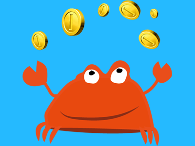 Crab flipping coins coins crab