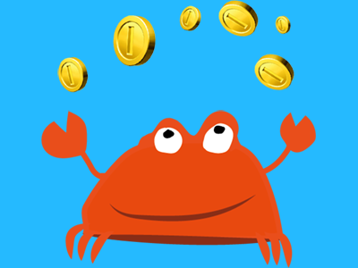 Crab flipping coins