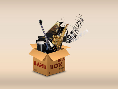 Band in A Box band box guitar logo music piano sax