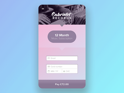 Daily UI challenge #002 — Credit Card Checkout credit card daily ui daily ui challenge mobile music payment sketch subscription