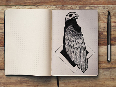 Squared Falcon art bird black and white digital art drawing falcon illustration jean giraud lineart moebius pen sketch