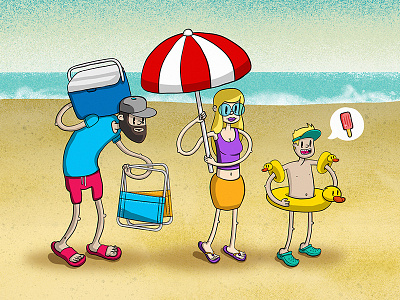 Family Vacation art beach drawing family illustration kids lineart photoshop sand sketch summer vacation