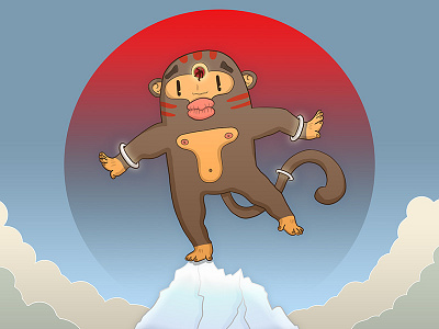 The Monkey King art drawing giant god illustration king monkey moon mountain planet sketch sky