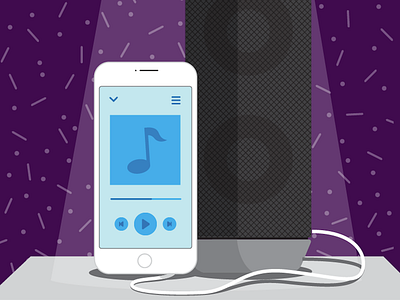 Get Your Party On app illustration mobile music speaker technology