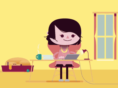 Typing Girl aftereffects animation illustration mograph office study typing work