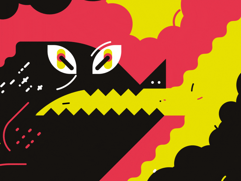 Komodobozo angry animation beer dragon fire gif loop mograph vector