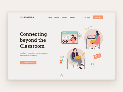 E-learning Platform - Landing page 23sense course edtech education elearning hero illustraion india learning management system madewithsketch onlineeducation school science student teaching tutor webdesign