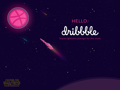 Hello Dribbble firstshot illustration spaceship starwars xwing