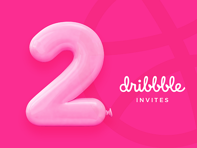 2 Dribbble Invitation balloon draft dribbble dribbbleinvite game giveaway invite pink