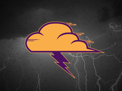 Squall bolt branding cloud clouds lightning logo purple speed squall thunder yellow